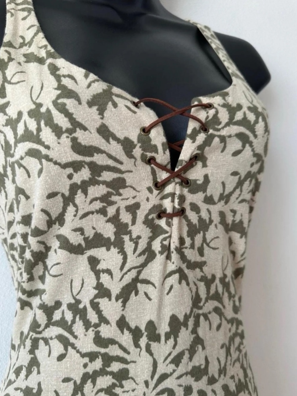 Ralph Lauren Cream Maxi Dress with Olive Botanical Print - Picture 4 of 6